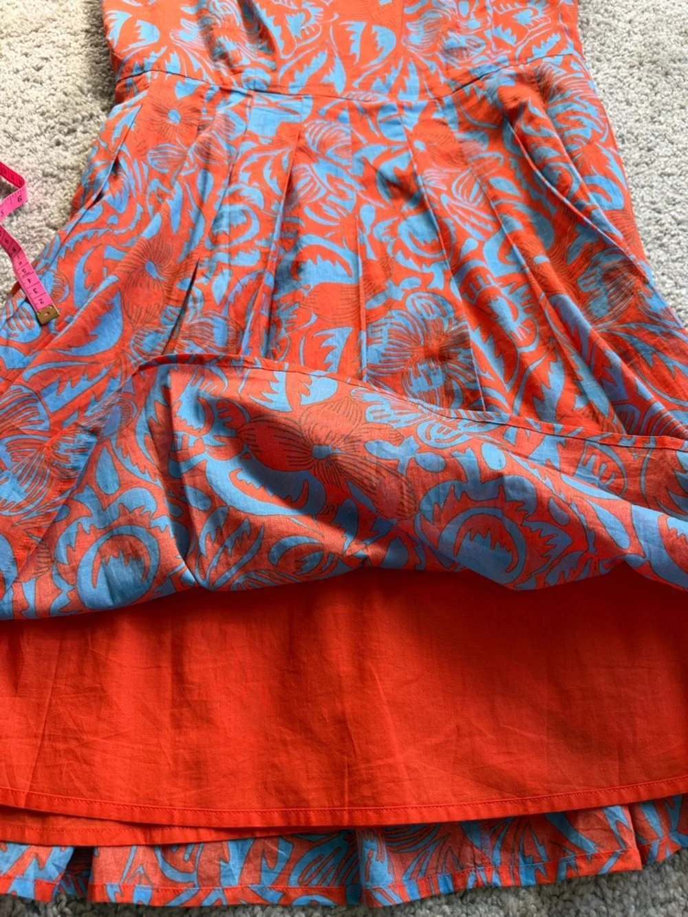 Talbots Orange Blue Floral Sleeveless Cotton Fit & Flare Dress Knee Length SZ 12 - Picture 11 of 14